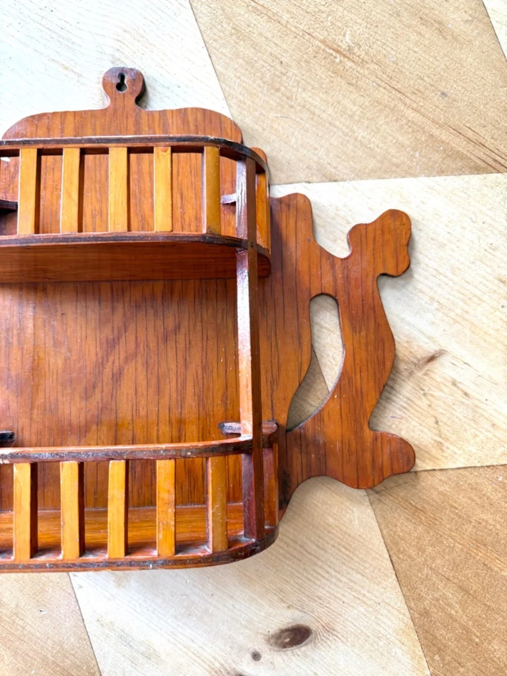 MCM Wood Wall Shelf Vintage Folk Art Mid Century Decor